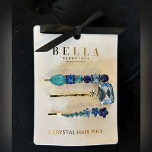 Set a 3 Bella rhinestone hair pins, blue tones new